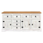 Dressoir massief dennenhout wit 174x44x84 cm