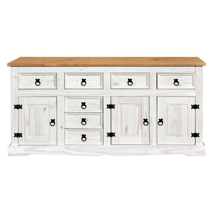 Dressoir massief dennenhout wit 174x44x84 cm