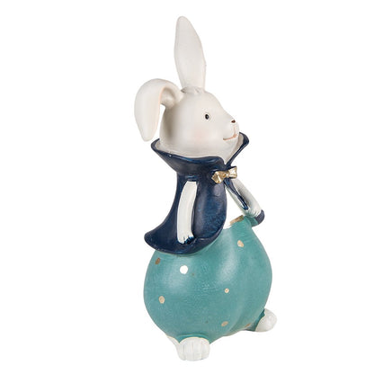 Beeld Konijn 9x8x21 cm Turquoise Polyresin Woonaccessoires
