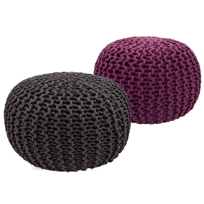 Poef set 2 stuks Ø55x37 cm grofgebreid