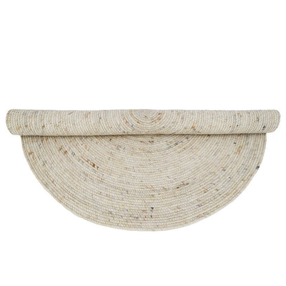 Vloerkleed rond 160 cm wol katoen havermout