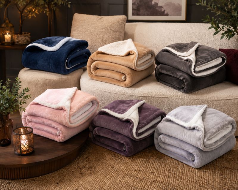 Ceruzo Sherpa Fleece Deken - 150X200 Cm - Blauw