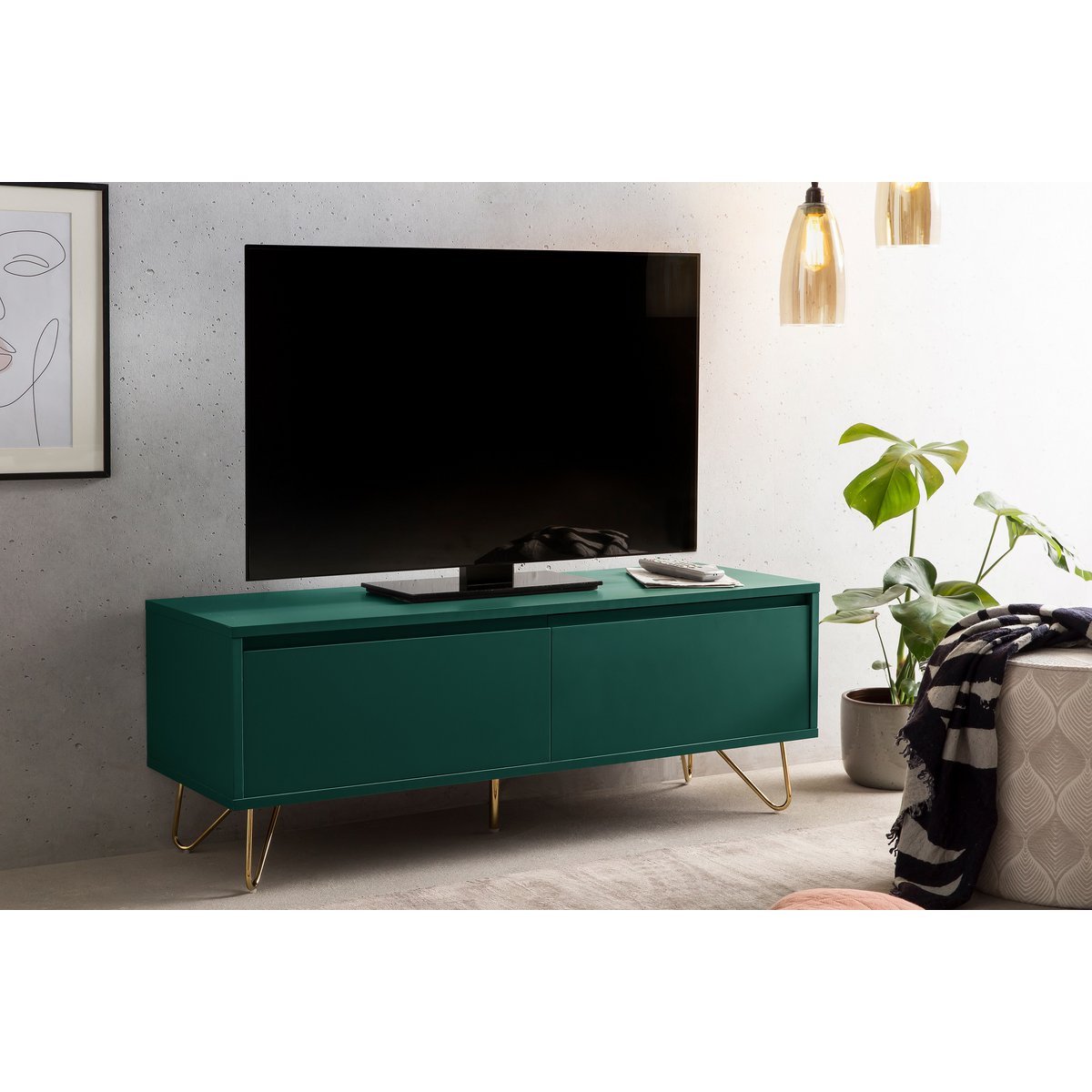 Lowboard 120x40x45 cm groen mat MDF metaal