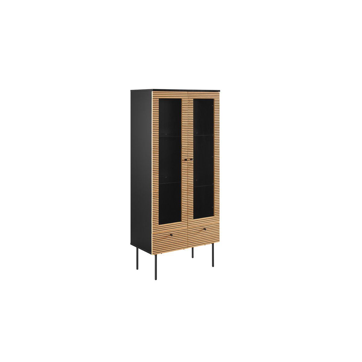 Vitrinekast 79x43x179 cm eikenfineer metaal