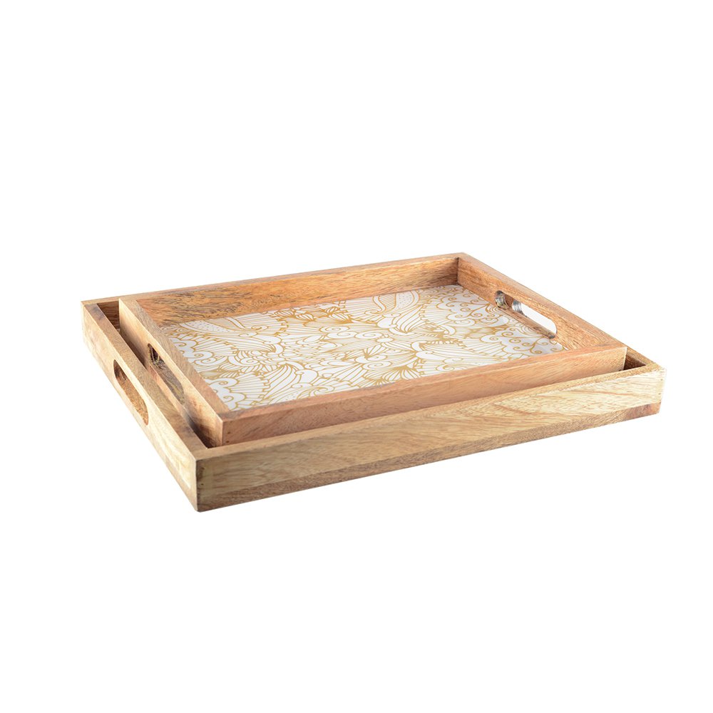 Rechthoekige trays set van 2 abstract