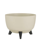 Plantenbak 33 cm rond beige gerecycled plastic