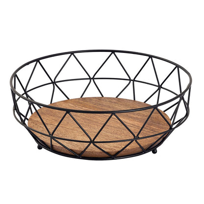 Fruitkom metalen broodmand rond neo Ø 28 cm H 10 cm fruitmand metaal zwart
