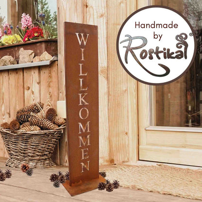 Welkomstbord roest metaal 71x15 cm
