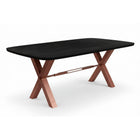 Eettafel 240x100 cm massief mangohout zwart X-stalen frame antiekbruin