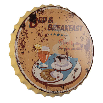 Tekstbord Ø 50 cm geel ijzer