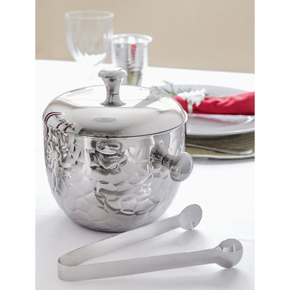 IJsemmer 21 cm staal wit met deksel en tang