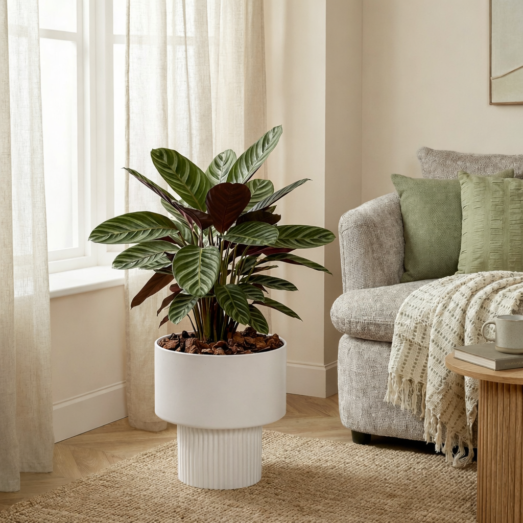 Bloempot 33x31.5 cm off-white ijzer