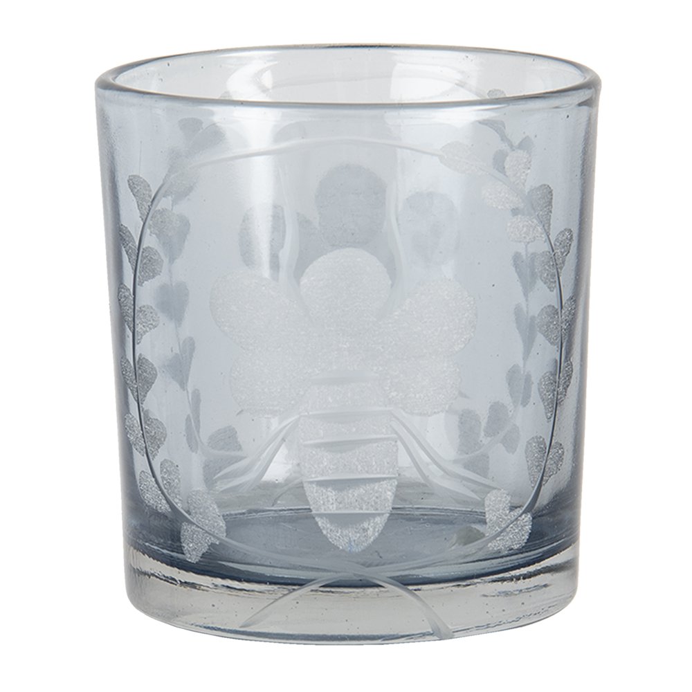 Tealight holder Ø 7x8 cm Grey Glass Waxinelichthouder