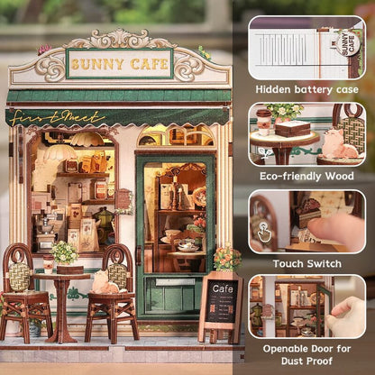 3D DIY huisje Sunny Café 15,5x16,2x20,3cm hout