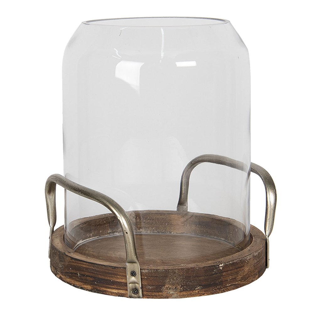 Windlicht Ø 22x27 cm hout glas