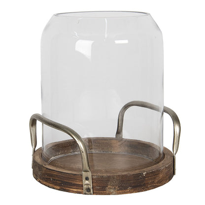 Windlicht Ø 22x27 cm hout glas