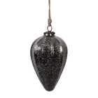 Kerstbal 14x19 cm zwart glas