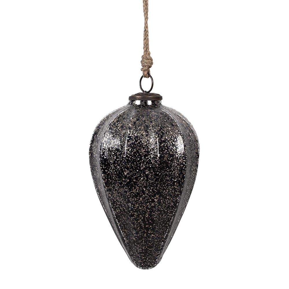 Kerstbal 14x19 cm zwart glas