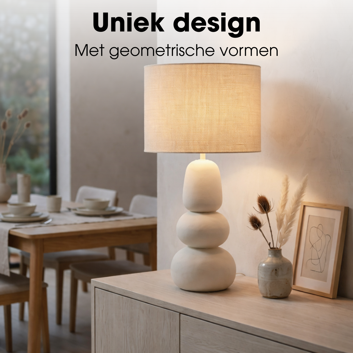 Tafellamp Menko 84x38 cm keramiek crème