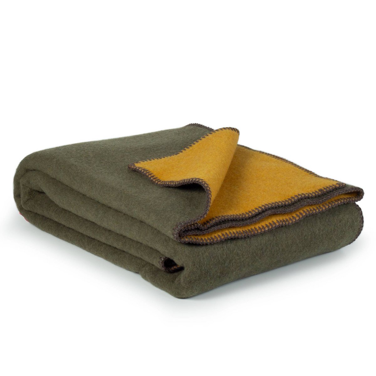 Beddeken merinowol 80% 20% nylon khaki