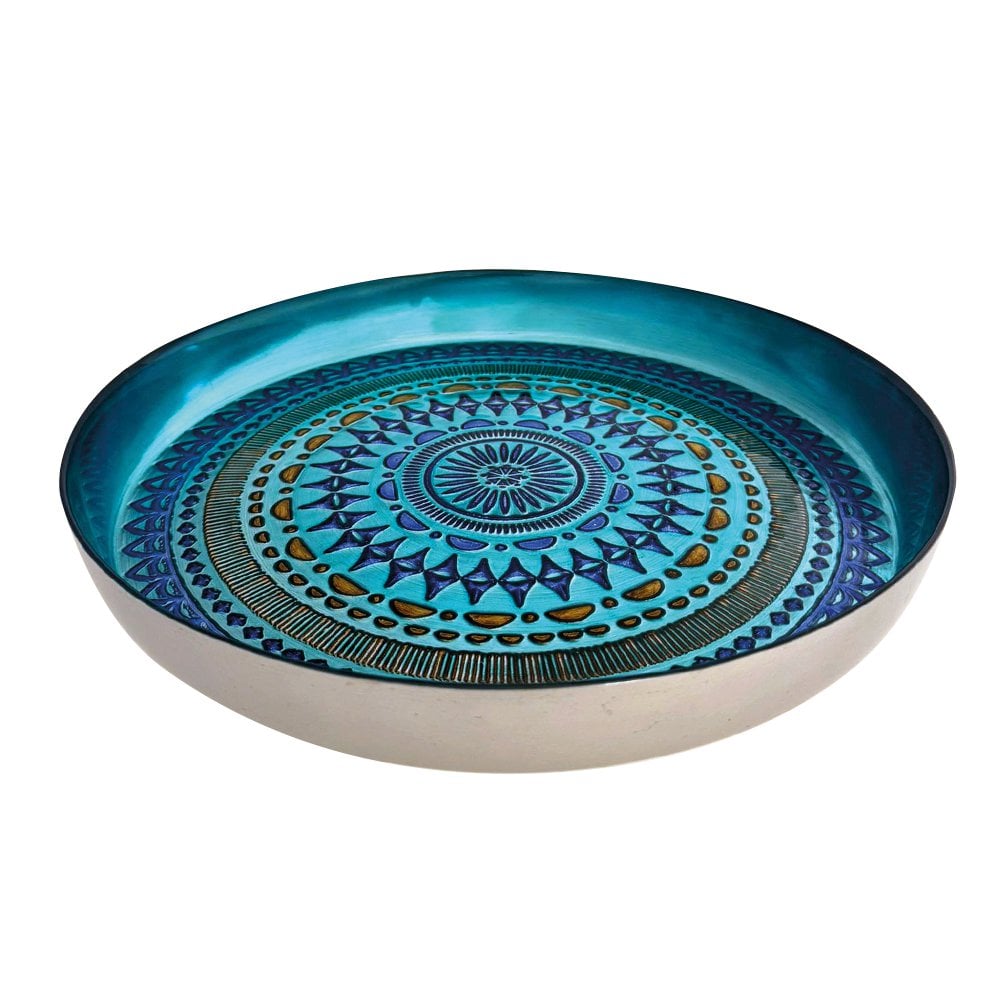 Plateau blauw glas 34.5x34.5x4.5 cm