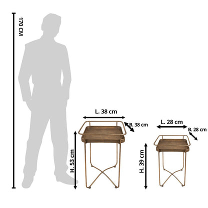 Bijzettafel set van 2 metaal goudkleurig 38x38x53 cm