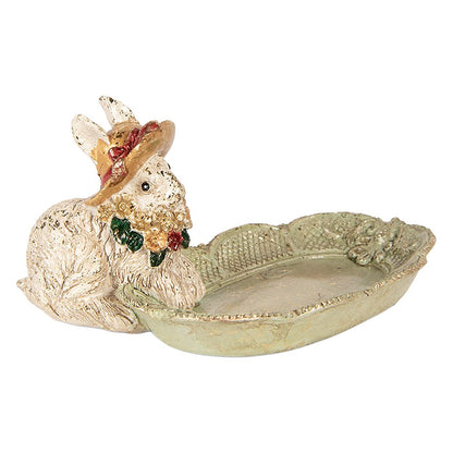 Decoratieschaal konijn 14x12x8 cm beige kunststof