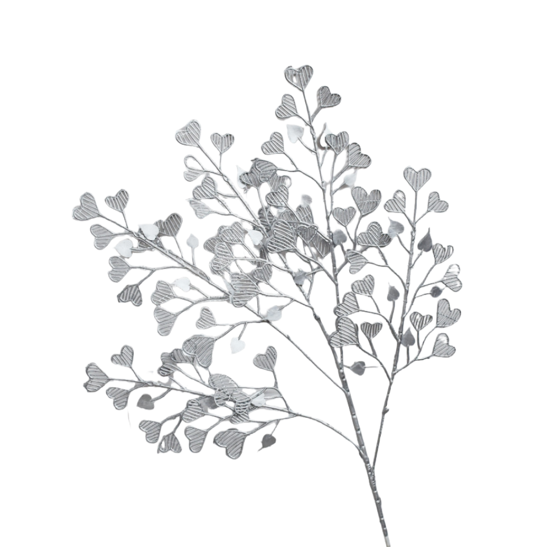 Decoratieve bloem hart 90 cm zilver plastic