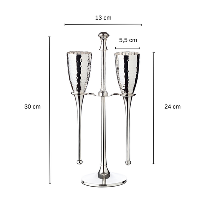 Champagneglazen 2 stuks Didi verzilverd H 32 cm