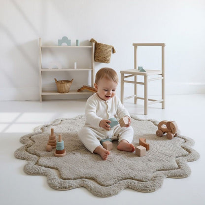 Kindervloerkleed rond 110 cm katoen wasbaar