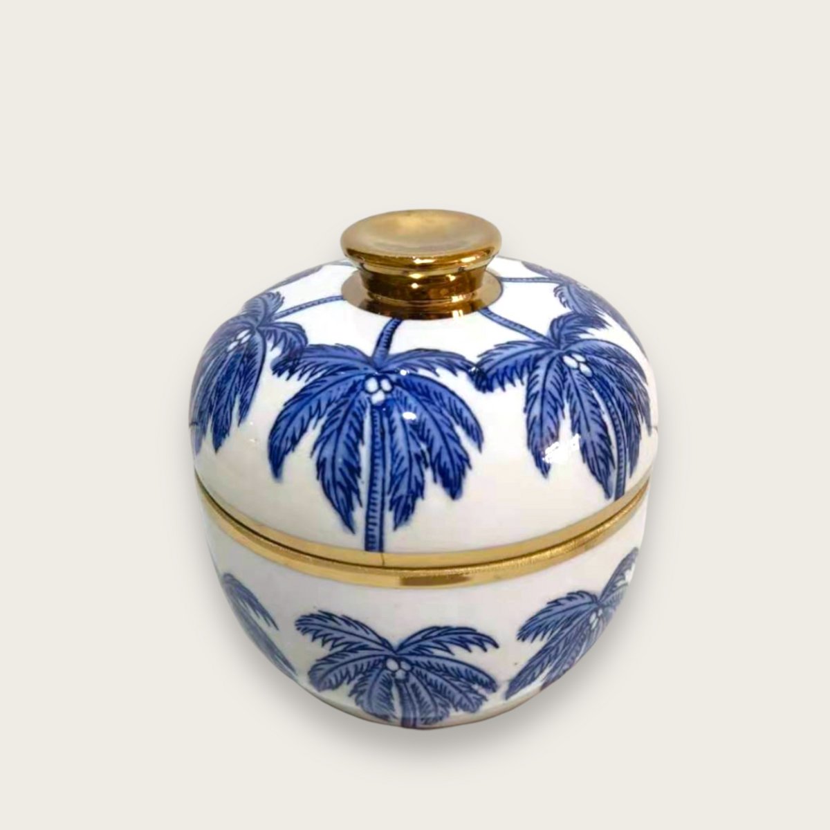 Porseleinen vaas Delfts blauw kokospalm