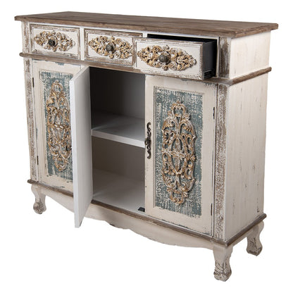 Dressoir hout 126x40x112 cm wit bruin