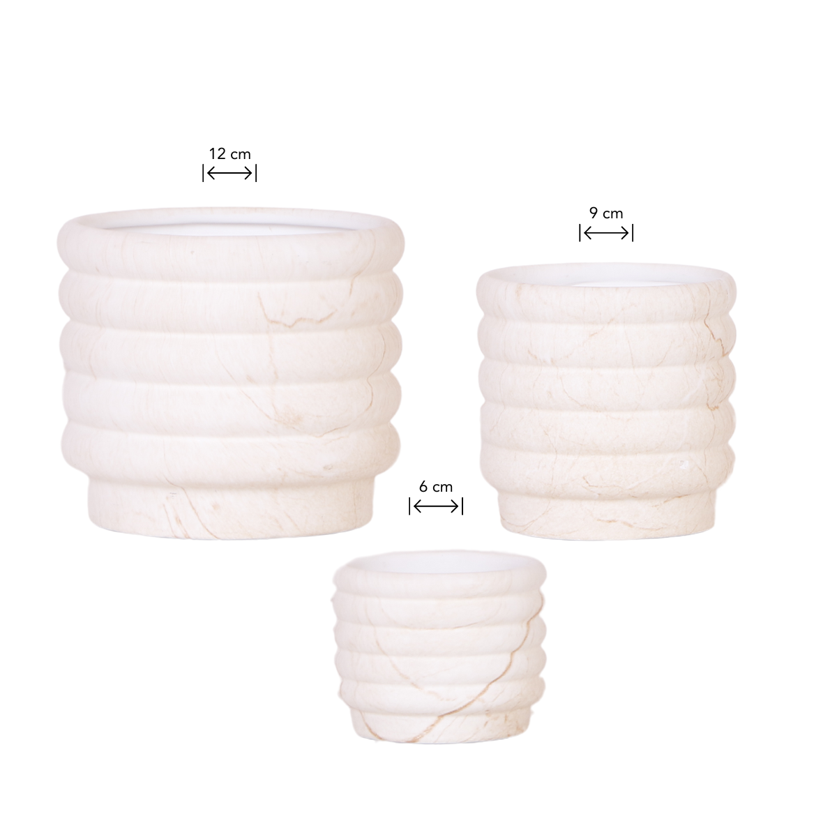 Marble Light Sierpotten Set van 3 | Diverse Maten