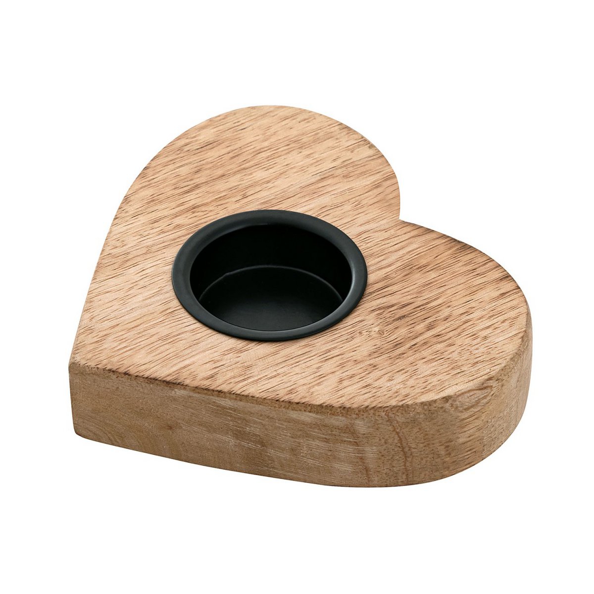 Theelichthouder set massief mangohout 12x11 cm