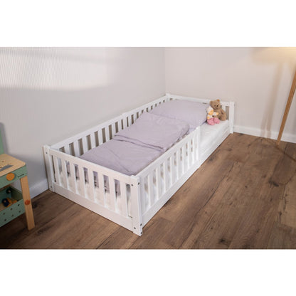 Tissi® floor bed / house bed Enno 90x200 cm Beech White incl. Opt. Roof