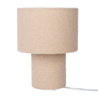 "Fluffy" table lamp with text sheets and almond-colored base, E27, approx. 31 cm high