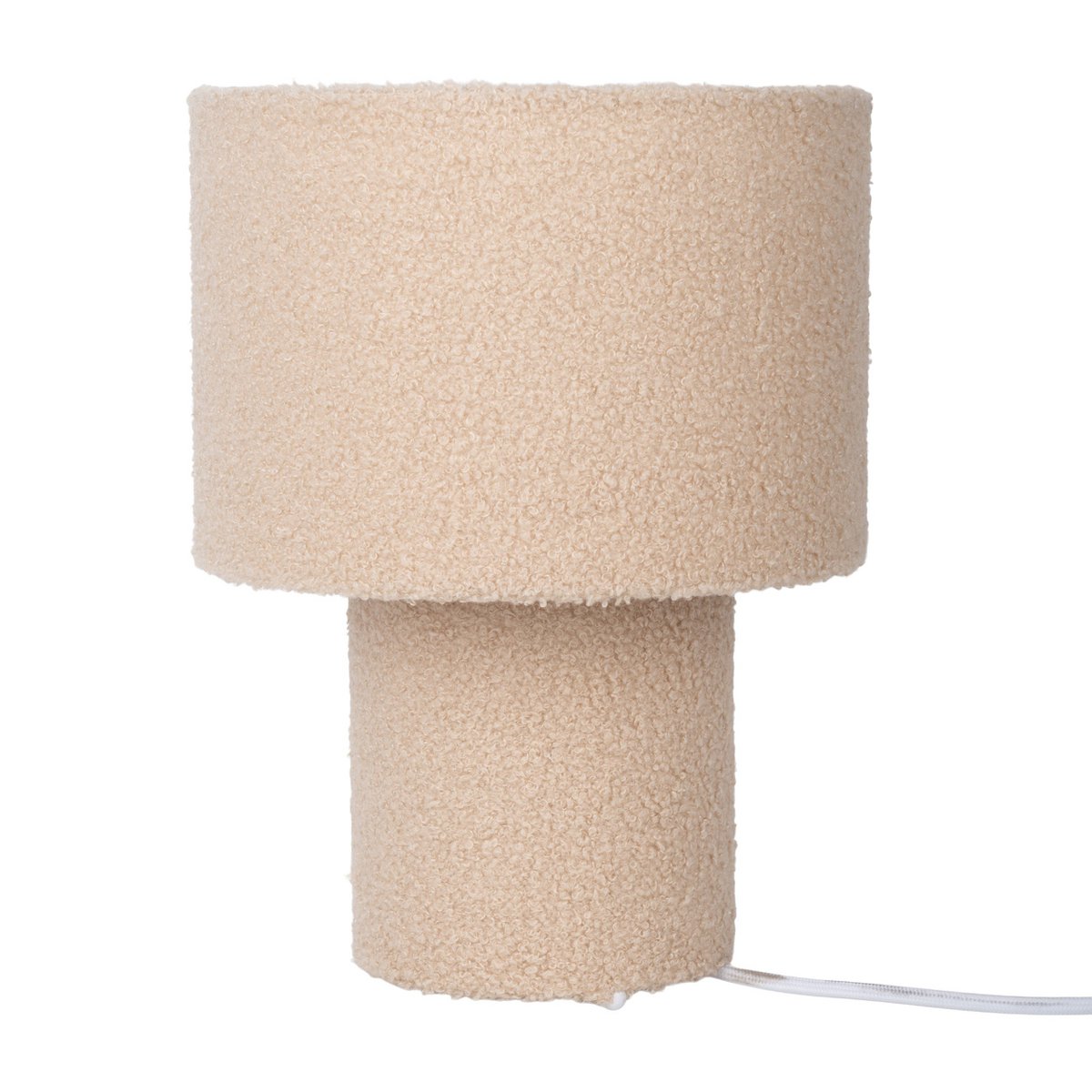 "Fluffy" table lamp with text sheets and almond-colored base, E27, approx. 31 cm high