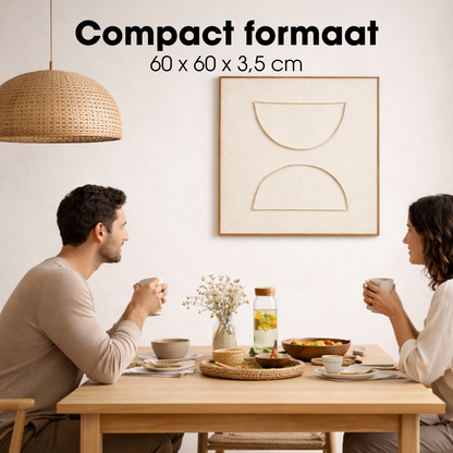 Wanddecoratie 60x60x3.5 cm beige polyester