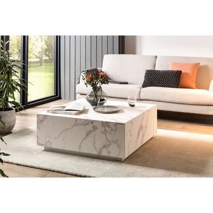 Salontafel 90x90x35 cm wit marmerlook MDF