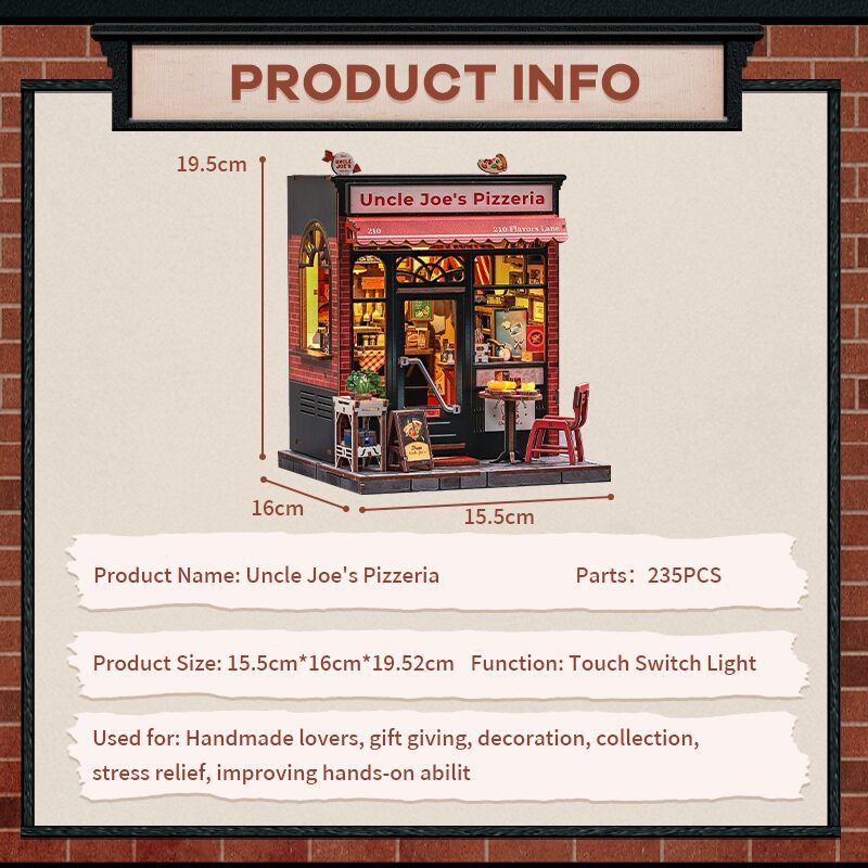Cutebee, 3D DIY House, Uncle Joe's Pizzeria, CWGC210,15.5x16x19.5cm
