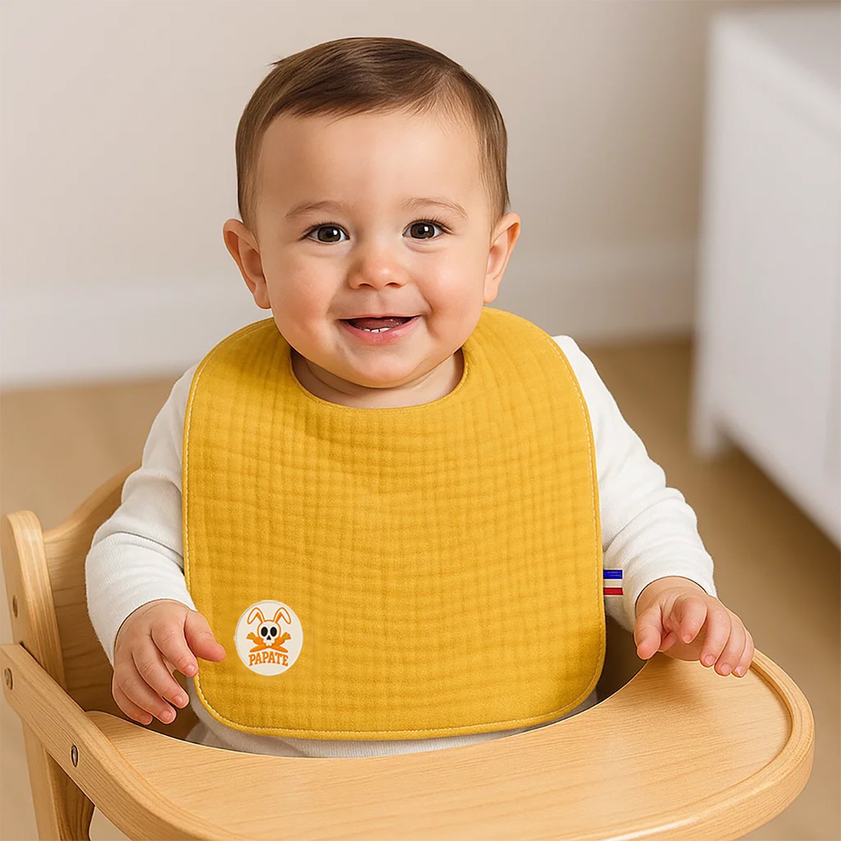 Organic cotton bib honey