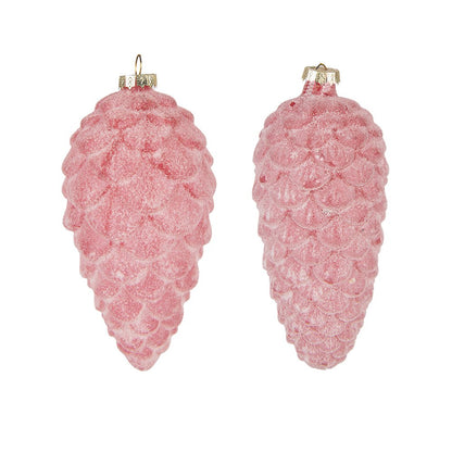 Kerstbal Set van 2 Dennenappel Ø 7 cm Rood Glas Kerstdecoratie