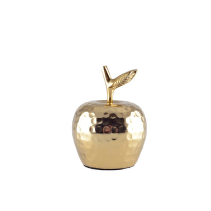Decoratieve appel 9x9x12 cm aluminium goud