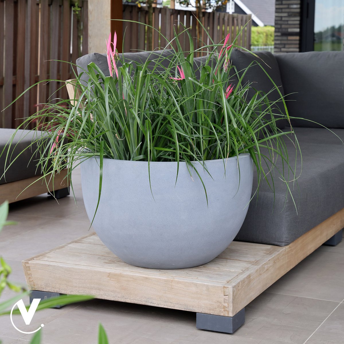 Plantenpot fiberstone Ø45x28 cm grijs