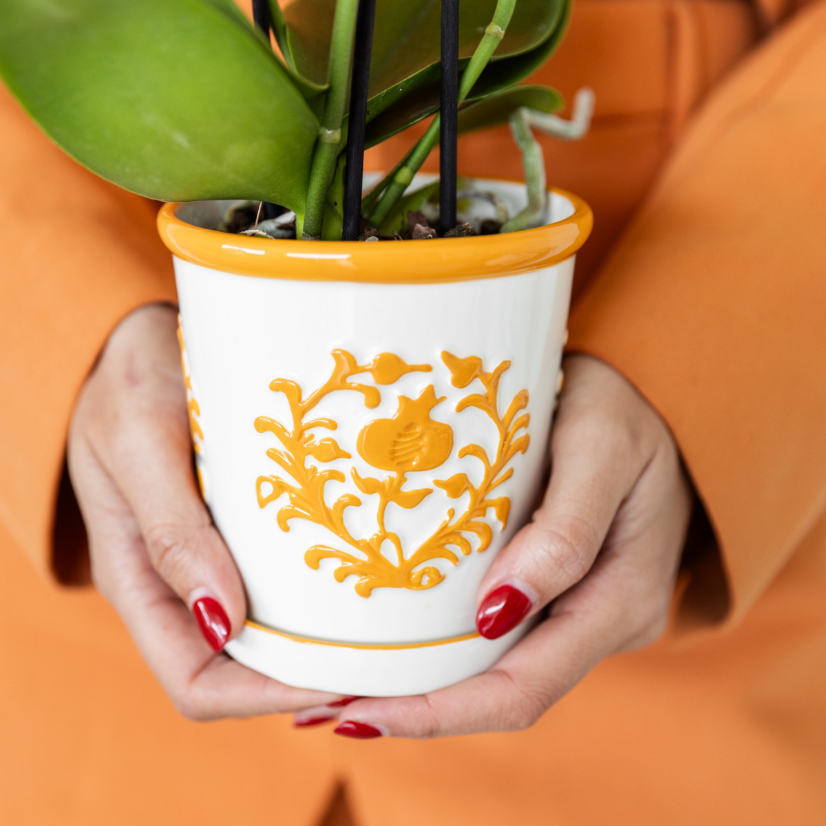 Sierpot keramiek oranje Ø9 cm