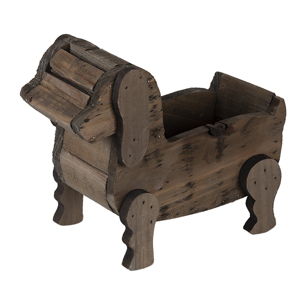 Bloempot hond 26x12x11 cm bruin hout