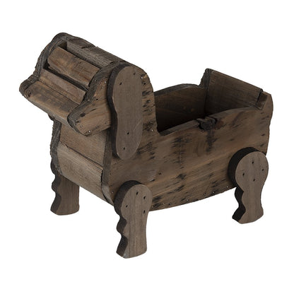 Bloempot hond 26x12x11 cm bruin hout