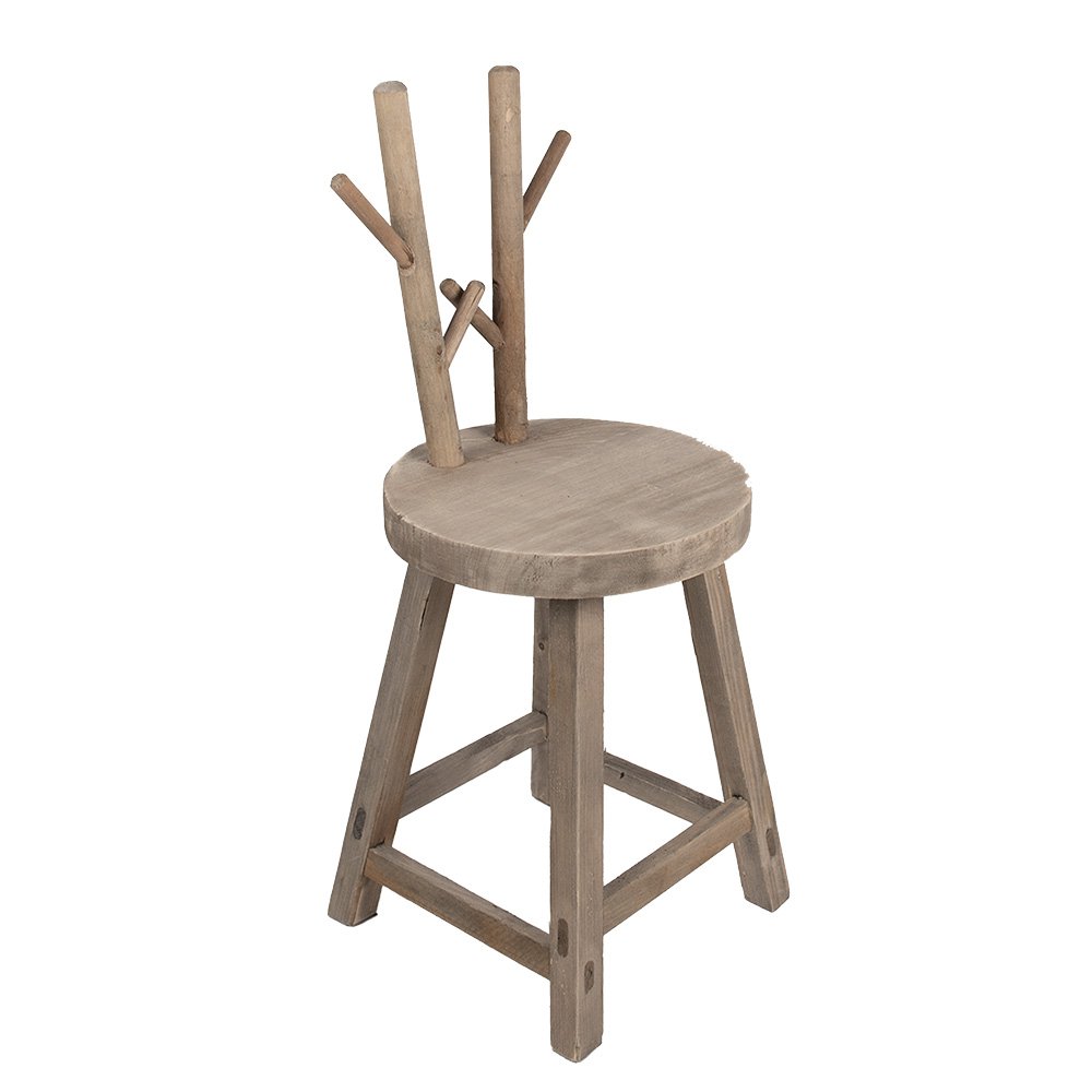 Plantentafel 30x30x70 cm Bruin Hout Gewei Kruk