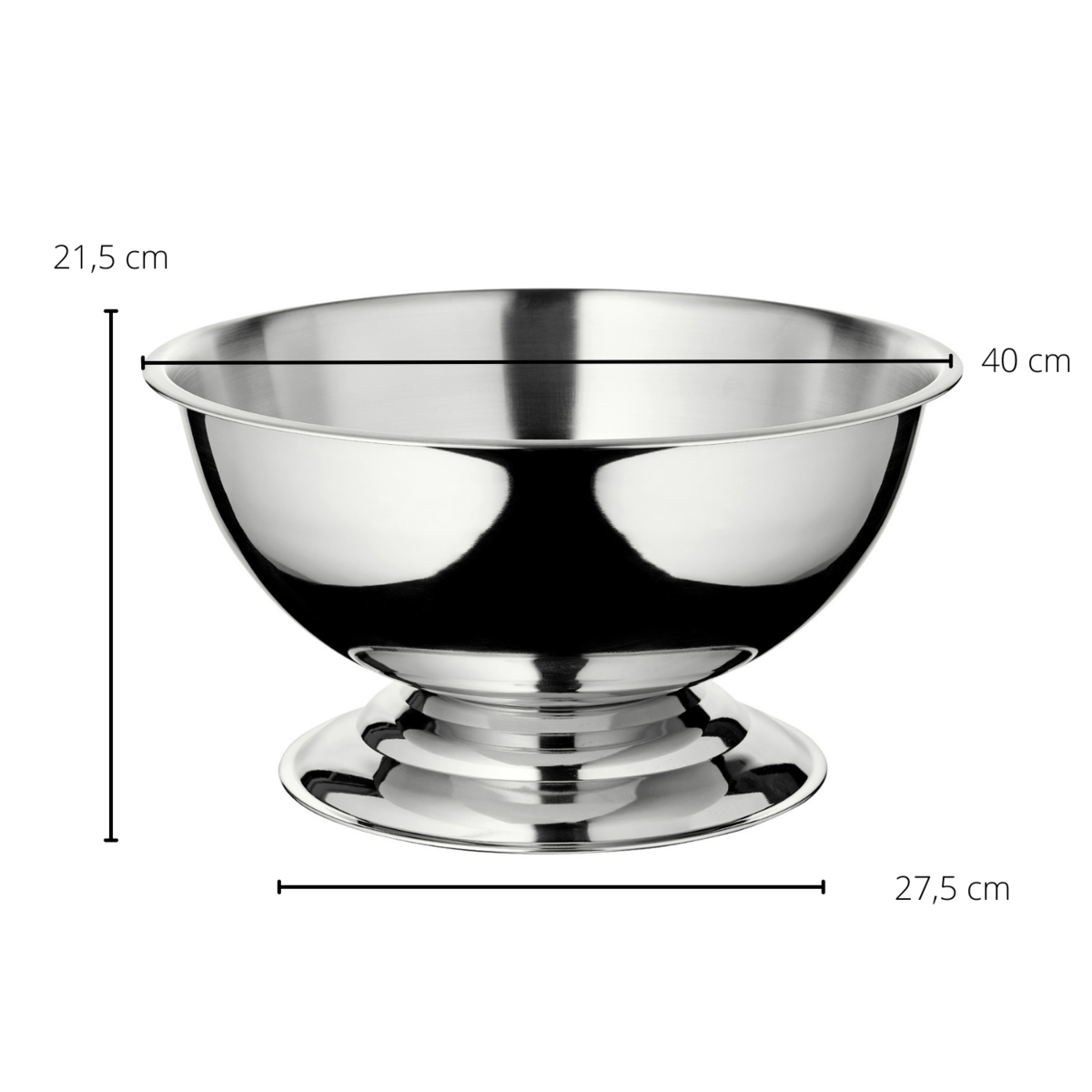 Champagneschaal Cara set van 2 Ø 40 cm roestvrij staal