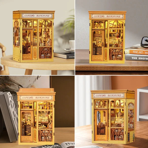 Booknook bouwpakket berkenhout 12,5x10x17 cm geel